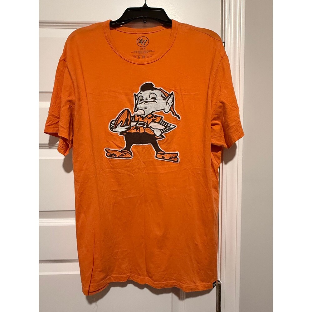 Cleveland Browns Brownie Elf ’47 Brand Orange Embroidered T Shirt Large NFL